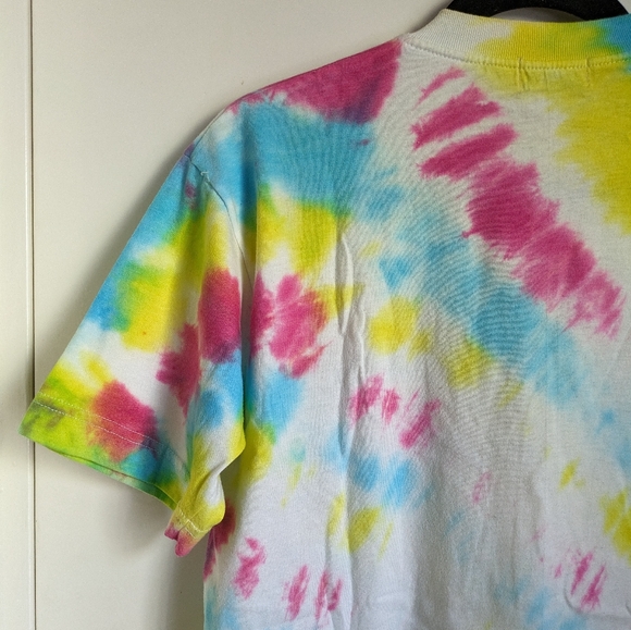 Philippines Souvenir Tie-dyed Rainbow T-shirt Palm Tree Pink Blue Yellow White - Picture 10 of 12